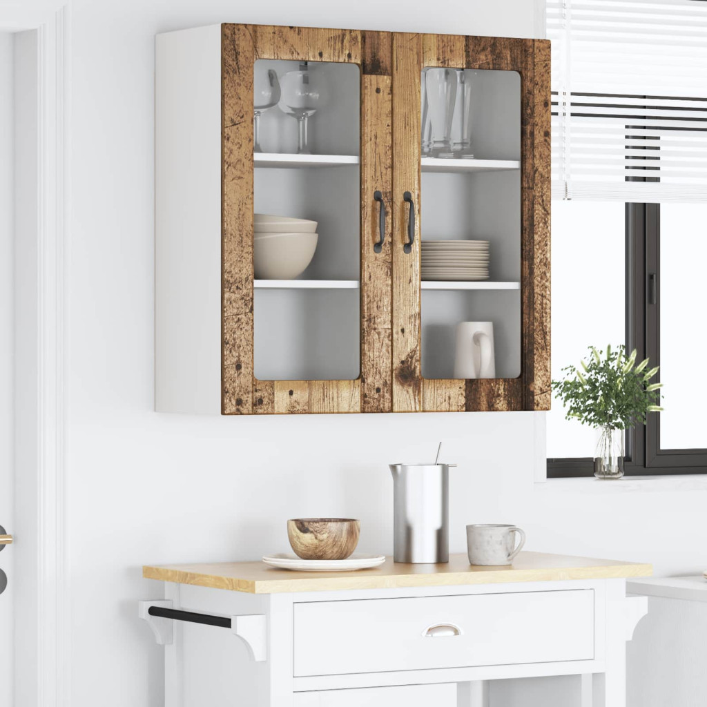 Konyhaszekrény polcokkal 2 pcs Öreg fa 40 x 31 x 80 cm Faanyag