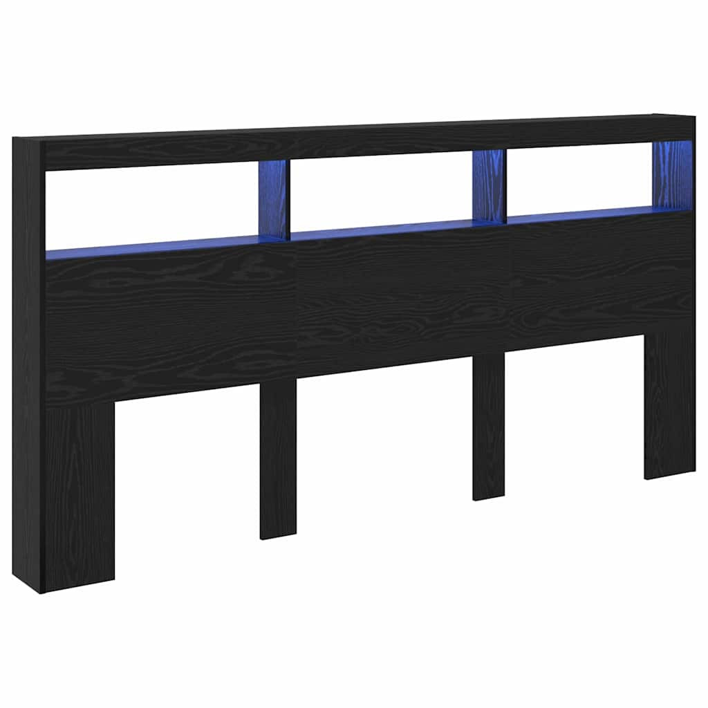 Fejtámla polcokkal Fekete tölgy 200 x 17 x 102 cm Faanyag