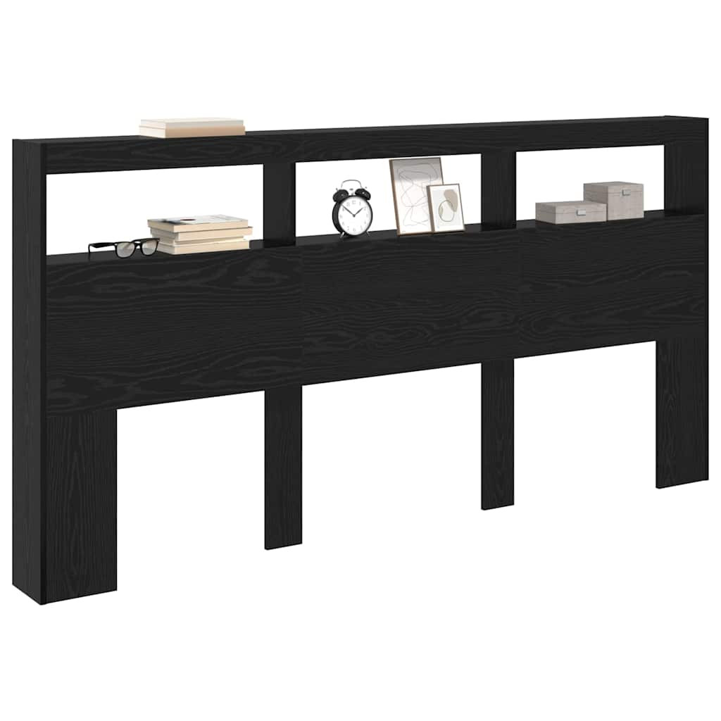 Fejtámla polcokkal Fekete tölgy 200 x 17 x 102 cm Faanyag