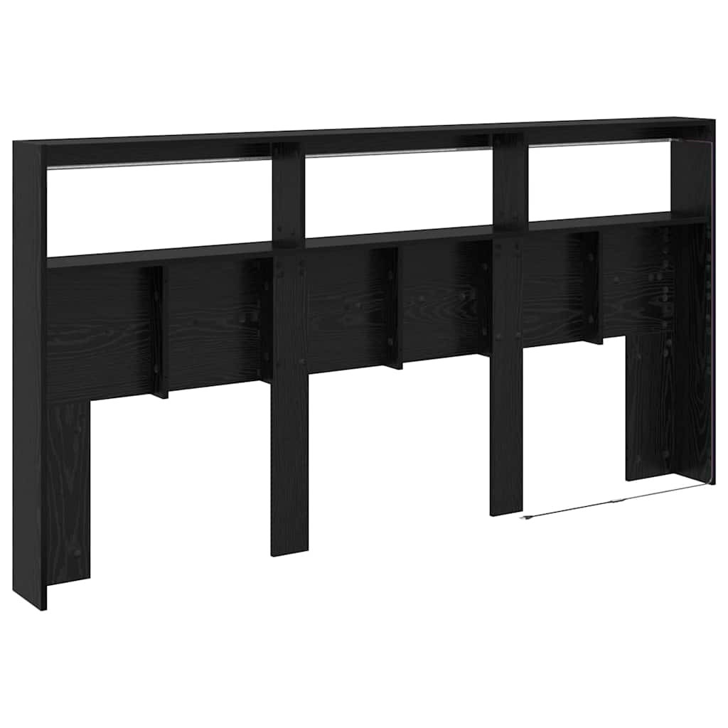 Fejtámla polcokkal Fekete tölgy 200 x 17 x 102 cm Faanyag