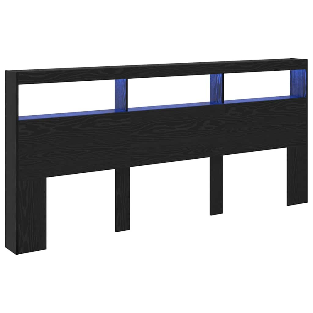 Fejtámla polcokkal Fekete tölgy 220 x 17 x 102 cm Faanyag