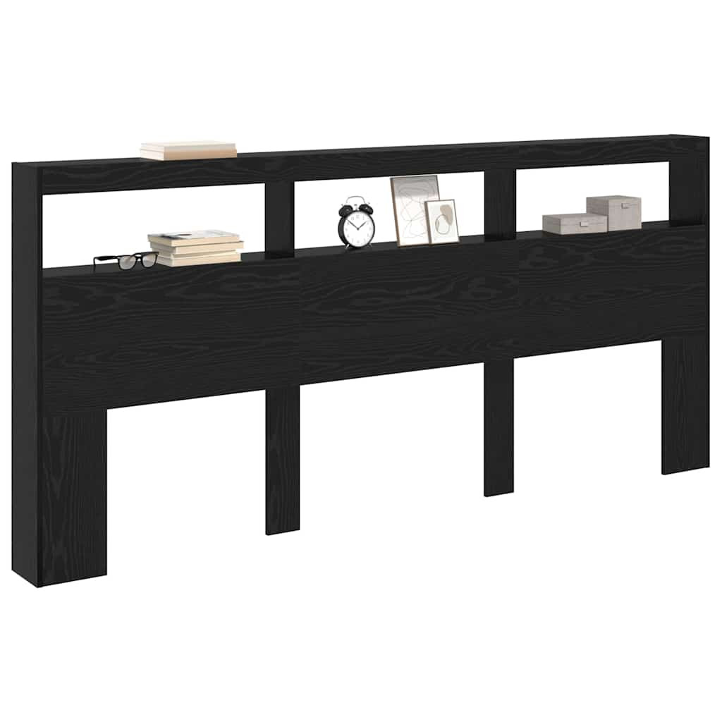Fejtámla polcokkal Fekete tölgy 220 x 17 x 102 cm Faanyag