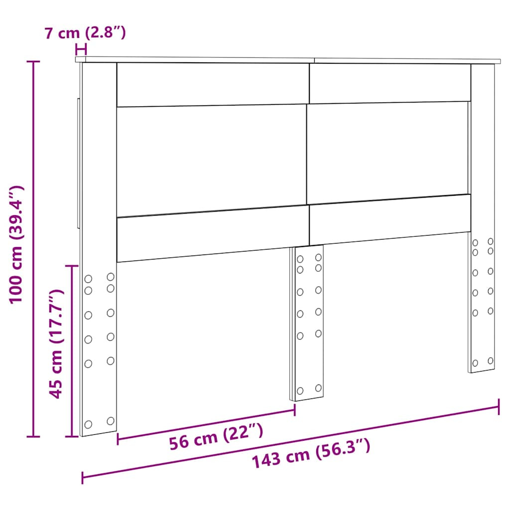 Fejtámla fejtámlával Szürke Sonoma 140 cm Faanyag