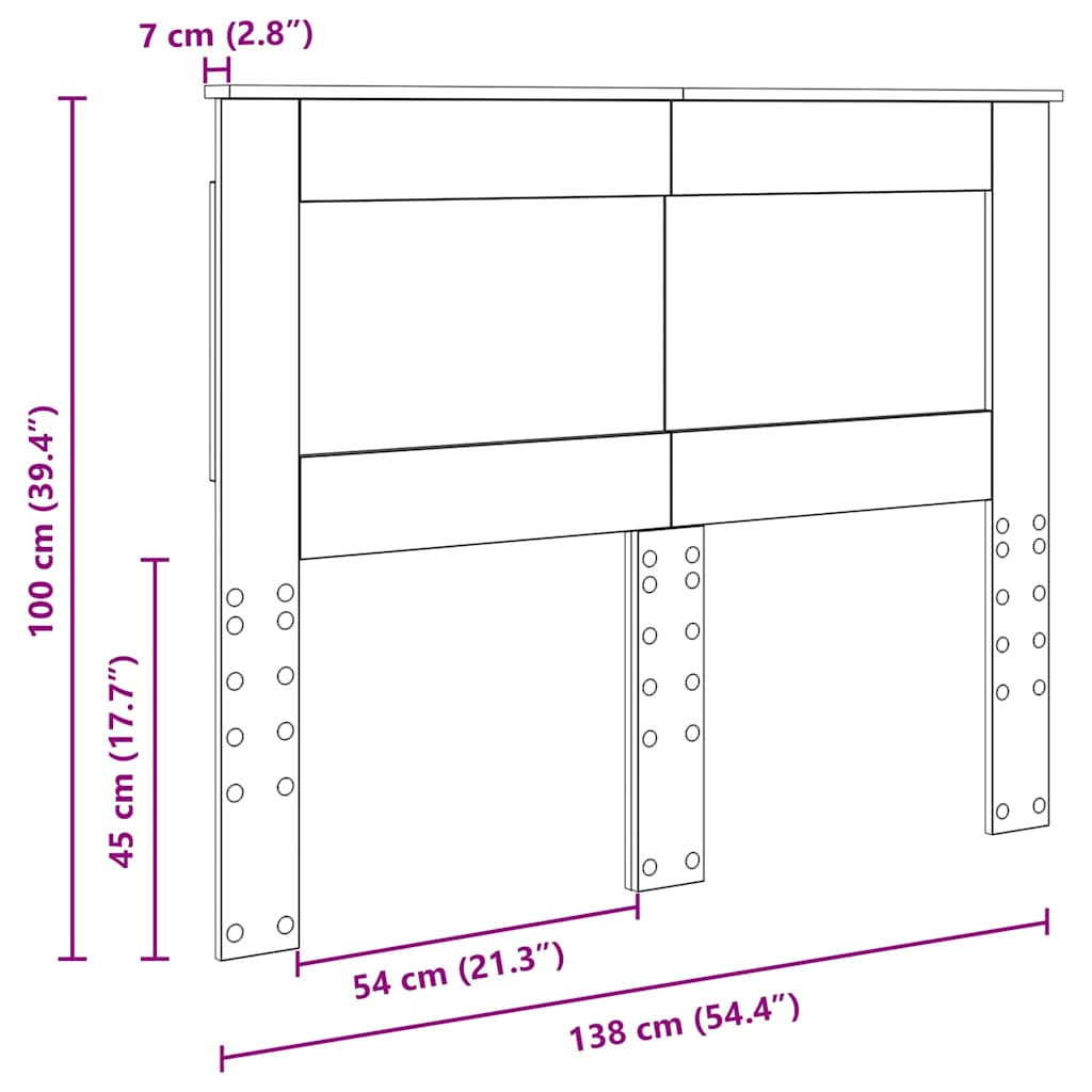 Fejtámla fejtámlával Füstölt tölgy 135 cm Faanyag Fejtámla fejtámlával Füstölt tölgy 135 cm Faanyag