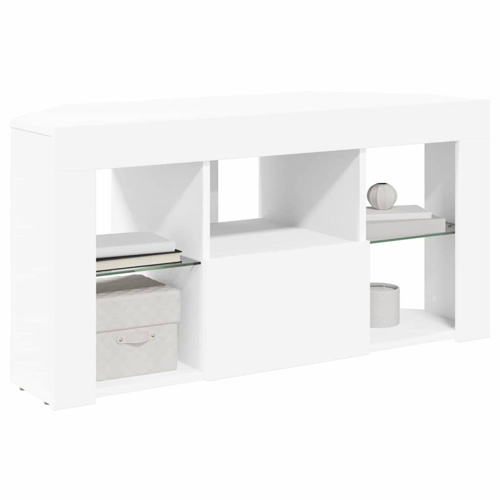 Sarok LED TV szekrény Fehér 100 x 40 x 50 cm Faanyag