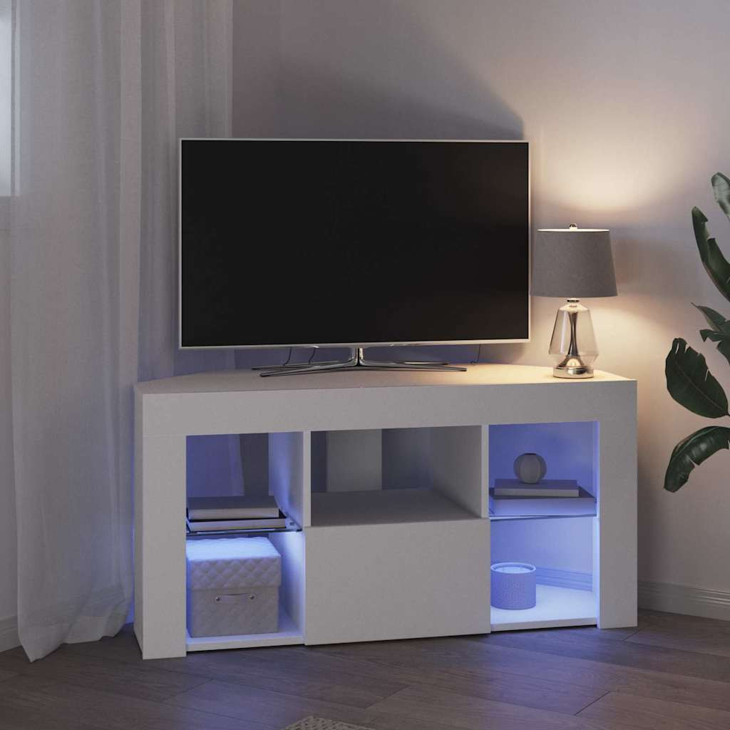 Sarok LED TV szekrény Fehér 100 x 40 x 50 cm Faanyag