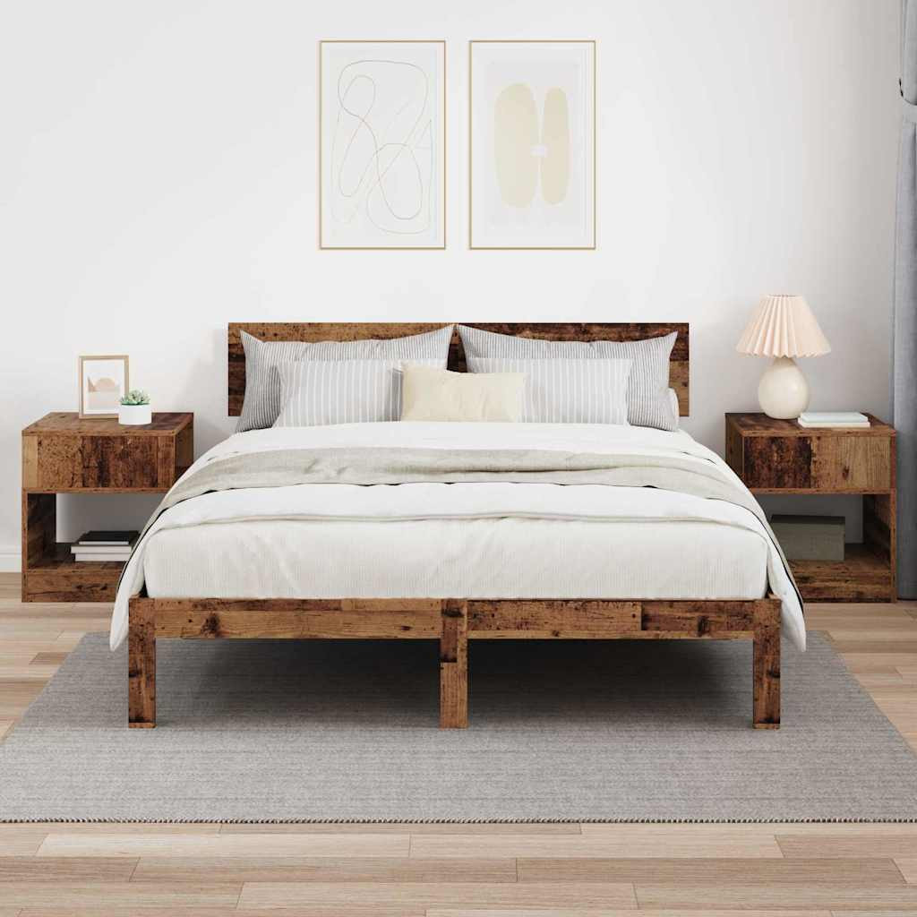 vidaXL Végasztal 2 pcs Öreg fa 40,5 x 40 x 45 cm Faanyag
