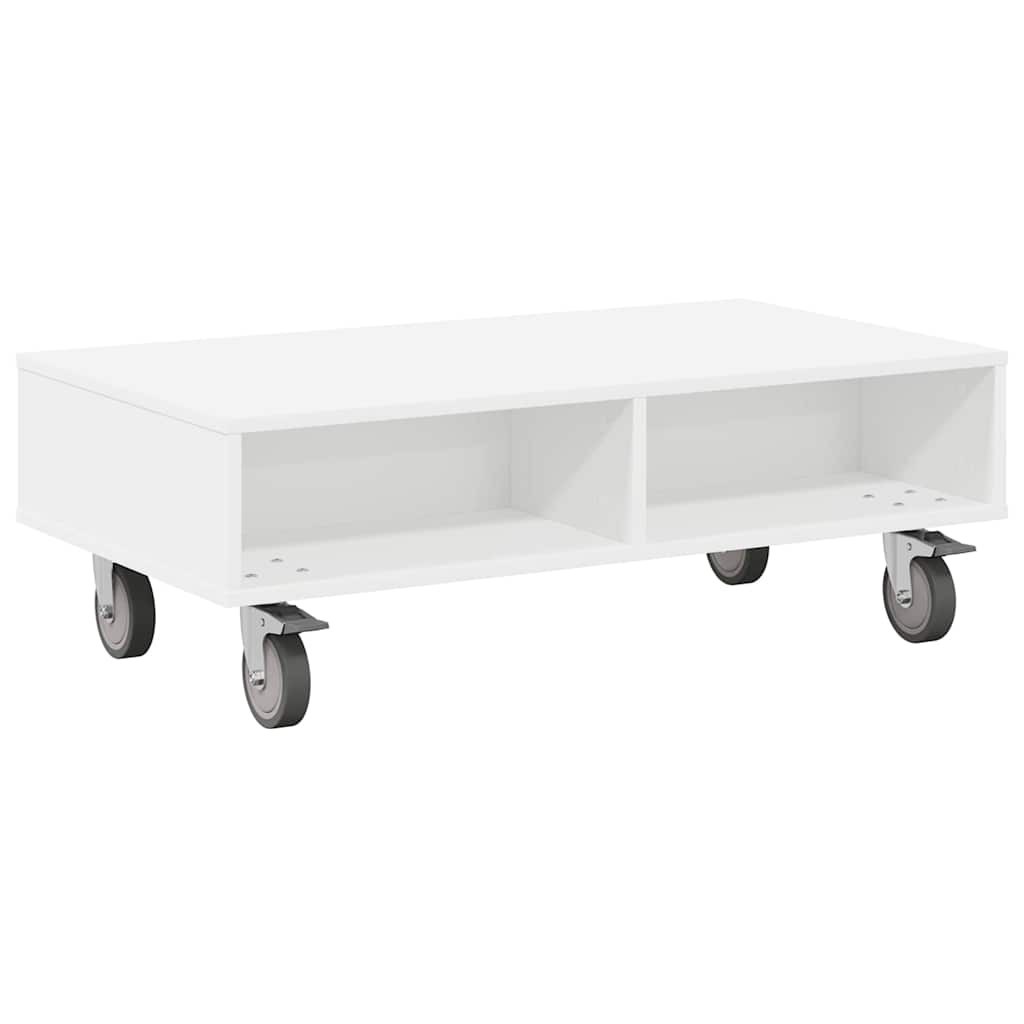 Gördülékeny oldalasztal Fehér 90 x 50 x 30 cm Faanyag