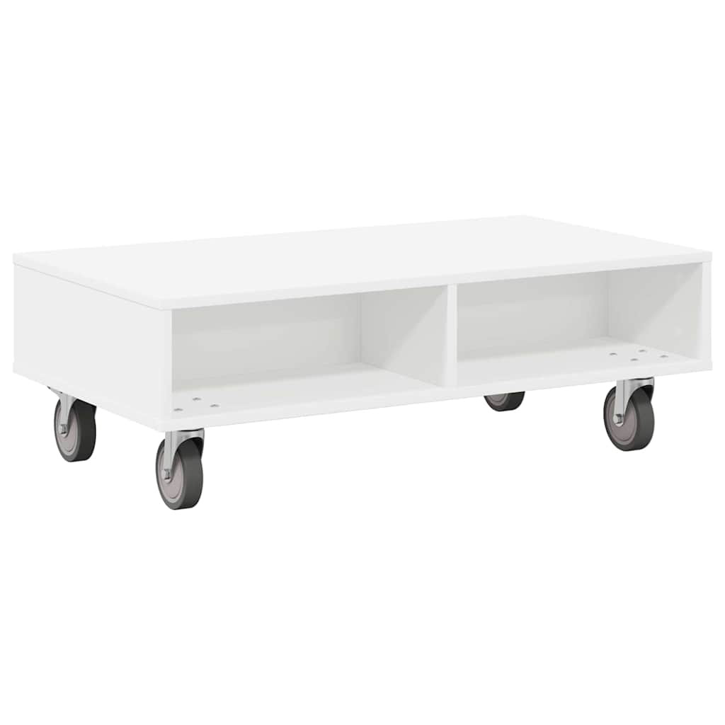 Gördülékeny oldalasztal Fehér 90 x 50 x 30 cm Faanyag