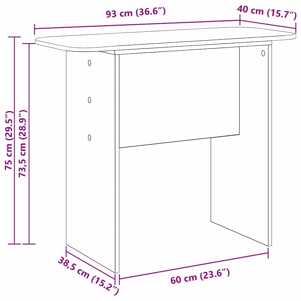 vidaXL Konzolasztal Beton Szürke 93 x 40 x 75 cm Faanyag