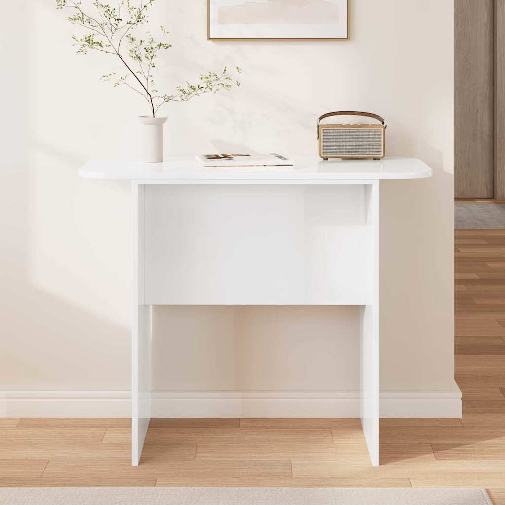 vidaXL Konzolasztal Magas Fényű Fehér 93 x 40 x 75 cm Faanyag