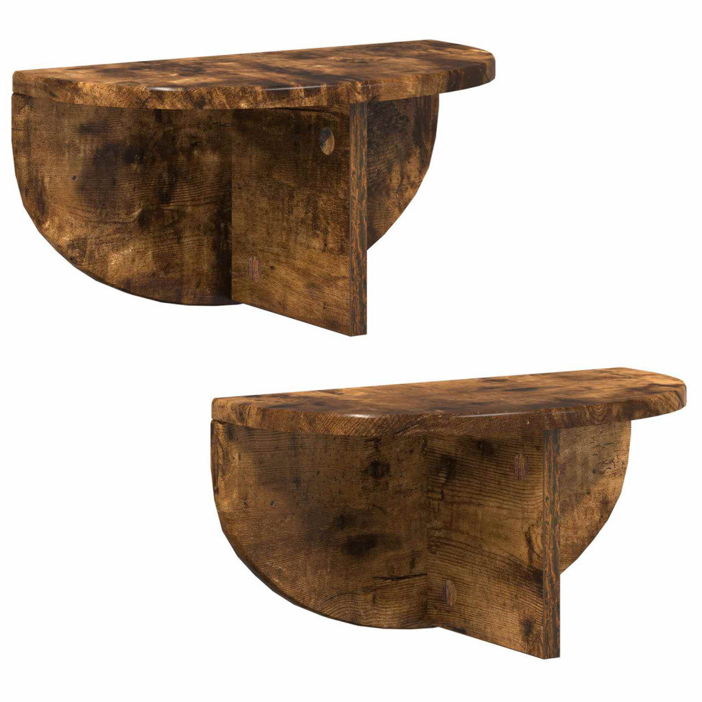 Falpolc 2 pcs Füstölt tölgy 38 x 19 x 19 cm Faanyag