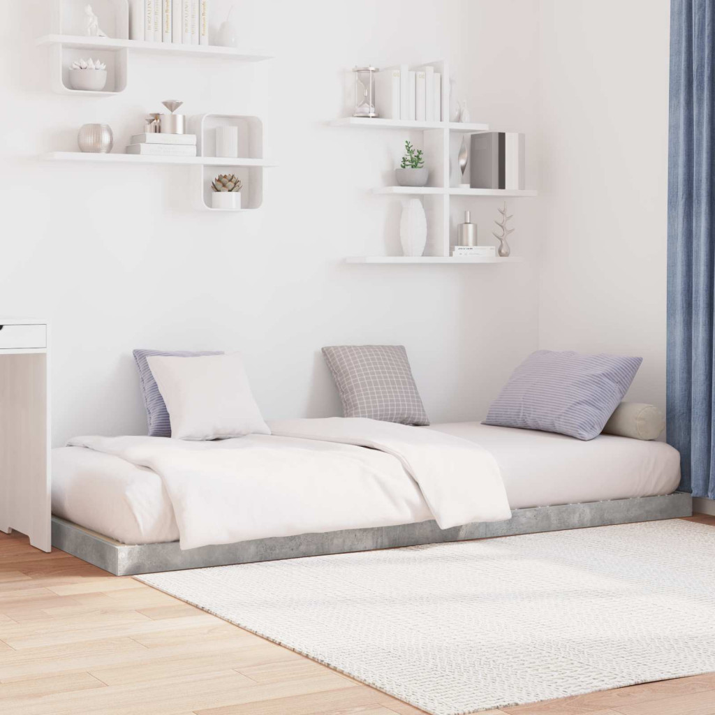 vidaXL Földi ágykeret Beton Szürke 76,5 x 200 cm Faanyag