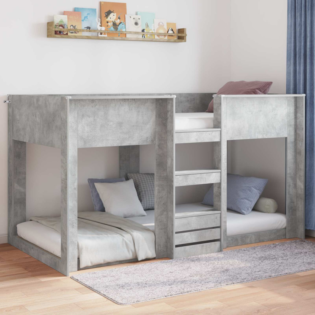 vidaXL Földi ágykeret Beton Szürke 76,5 x 200 cm Faanyag