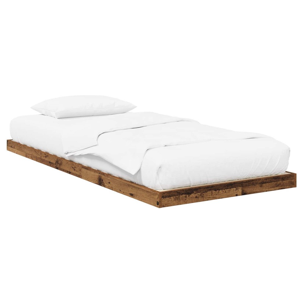 vidaXL Földi ágykeret Öreg fa 76,5 x 200 cm Faanyag