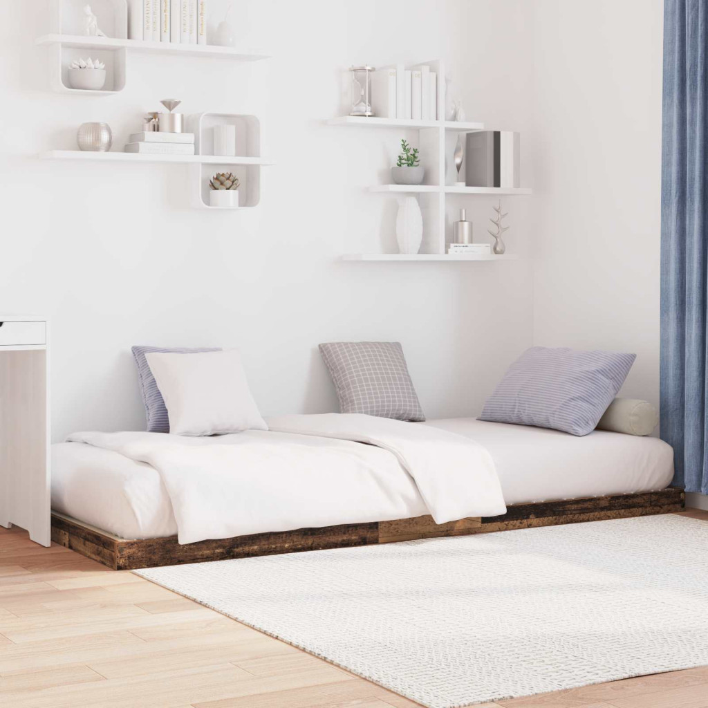 vidaXL Földi ágykeret Öreg fa 76,5 x 200 cm Faanyag