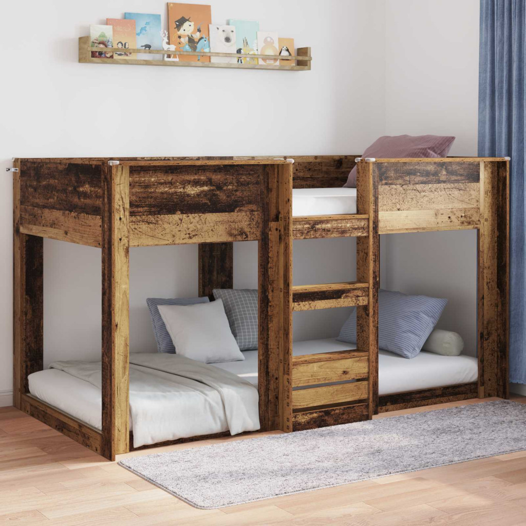 vidaXL Földi ágykeret Öreg fa 76,5 x 200 cm Faanyag