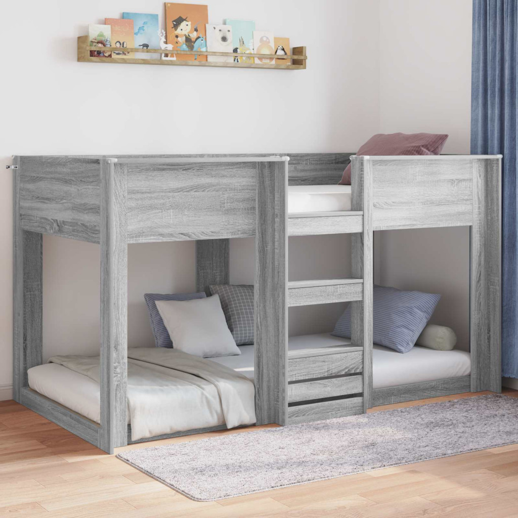 vidaXL Földi ágykeret Szürke Sonoma 86,5 x 200 cm Faanyag