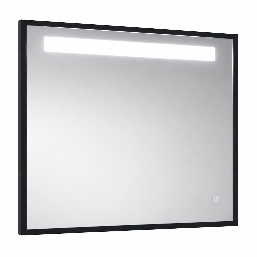 TMP IRON fürdőszobai tükör - FEKETE keret - szögletes - LED világítással - 100 cm