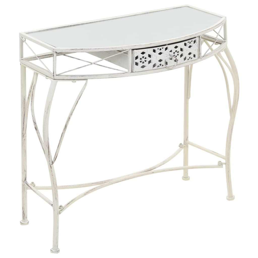 francia stílusú fehér fém kisasztal 82 x 39 x 76 cm