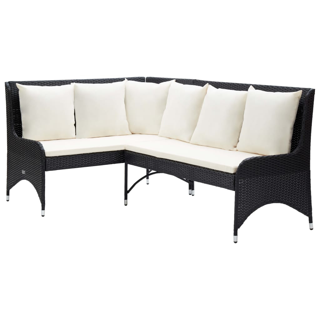 2 db fekete polyrattan kerti sarokkanapé 2 db fekete polyrattan kerti sarokkanapé