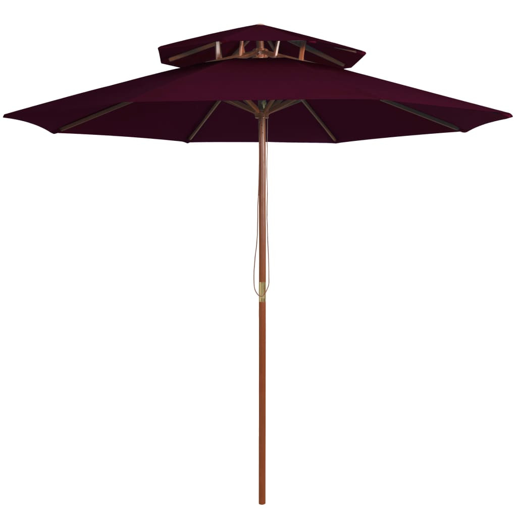 bordóvörös kétszintes napernyő farúddal 270 cm