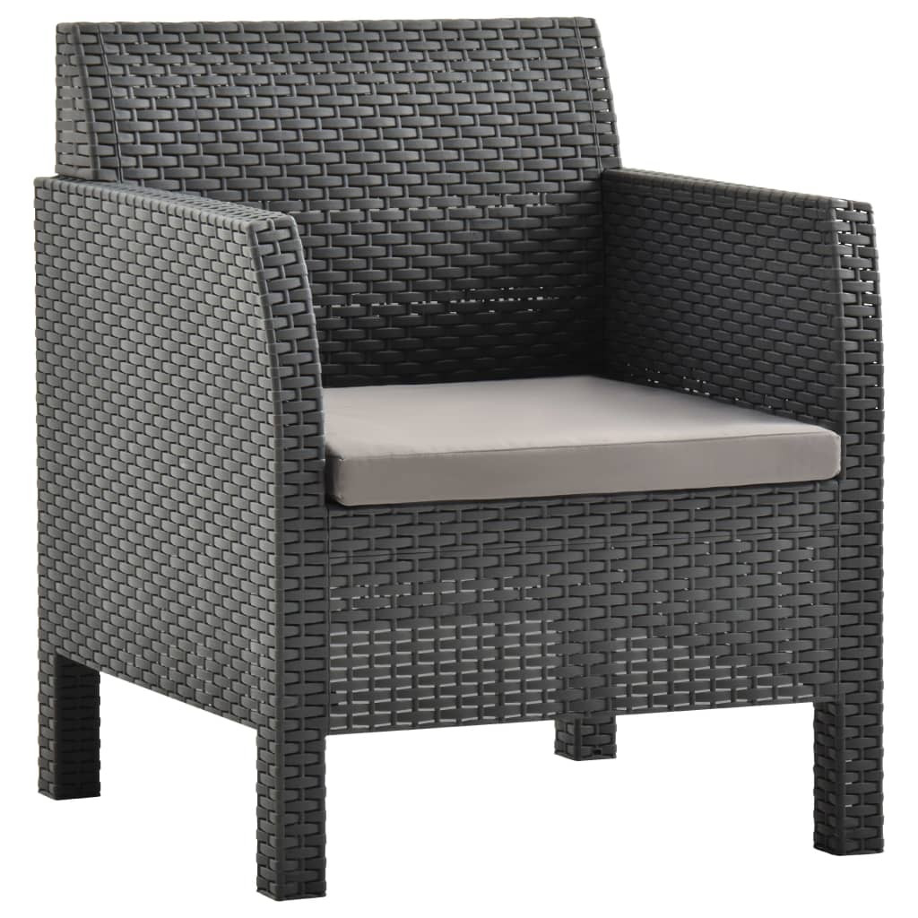 antracitszürke rattan kerti szék párnával 63 x 65 x 76 cm PP rattan