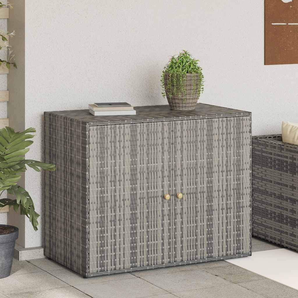 szürke polyrattan kerti tárolószekrény 100 x 55,5 x 80 cm