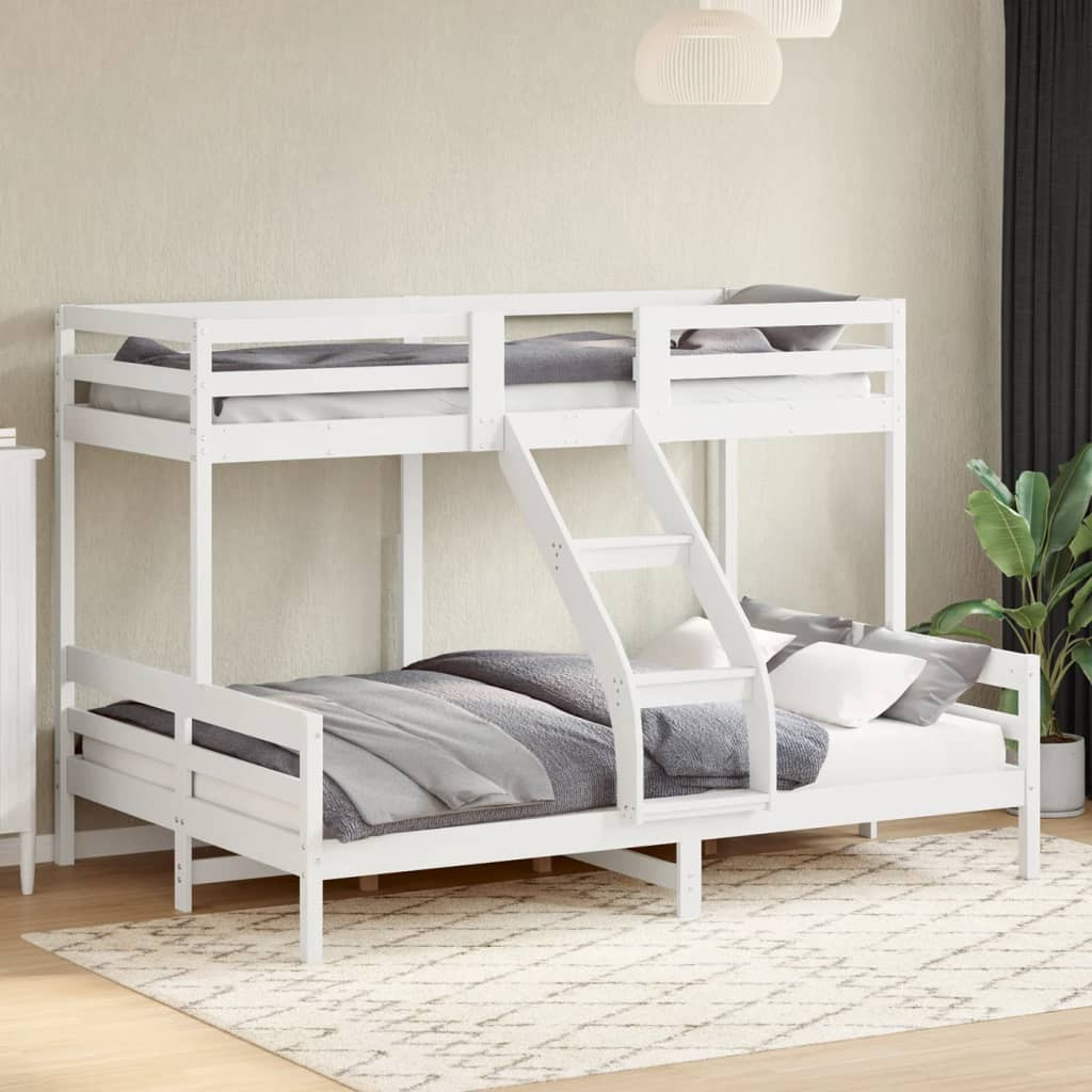 fehér tömör fenyőfa emeletes ágy 80 x 200/140 x 200 cm
