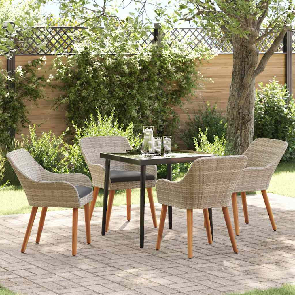 Étkezőgarnitúra 5 pcs Világosszürke Poli rattan
