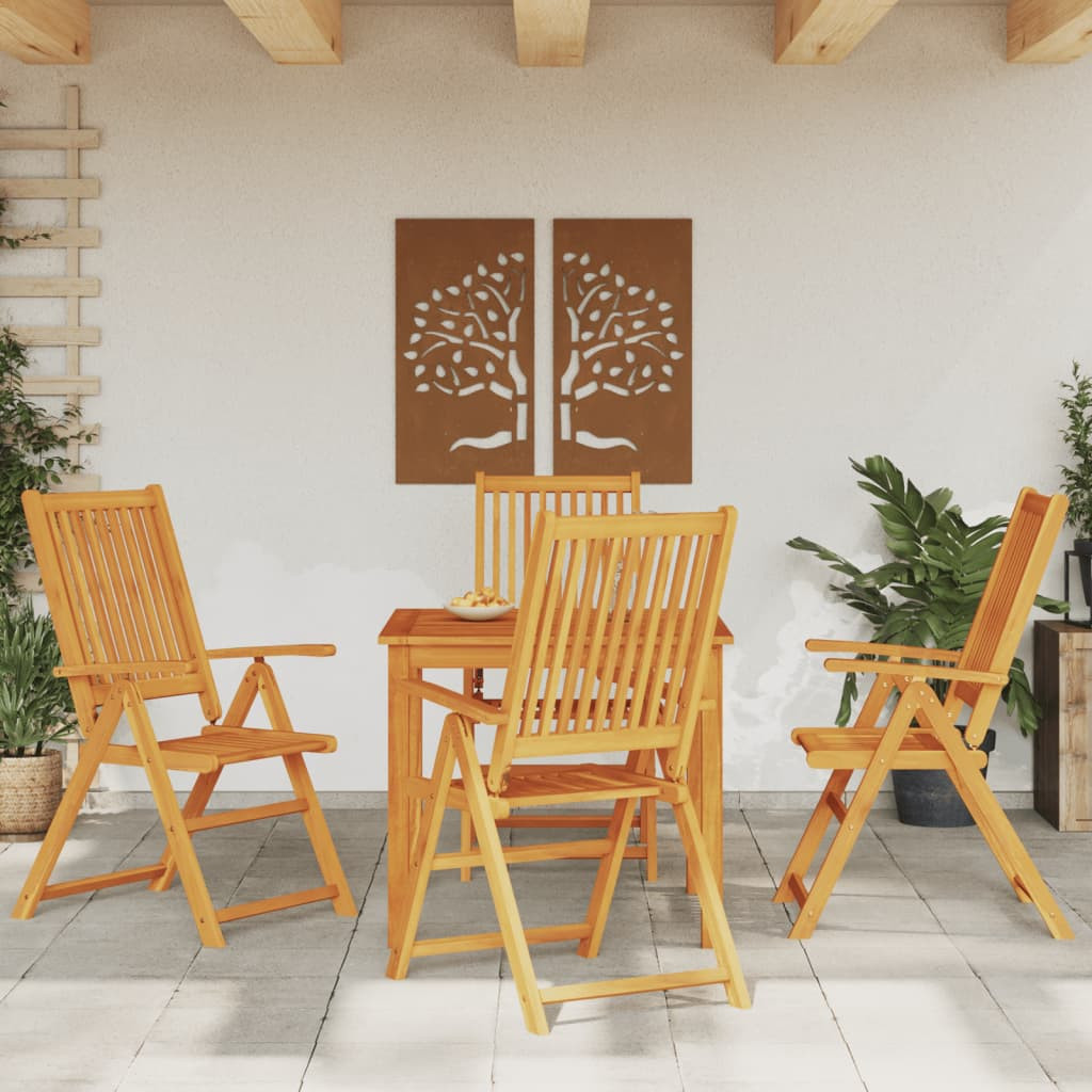 5 részes tömör akácfa kerti étkezőgarnitúra 85x85x74 cm
