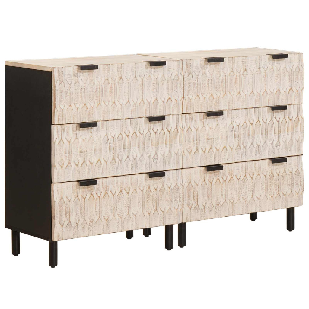Széf 2 pcs Fehér mosott felület 60 x 33 x 75 cm Tömör Mangófát