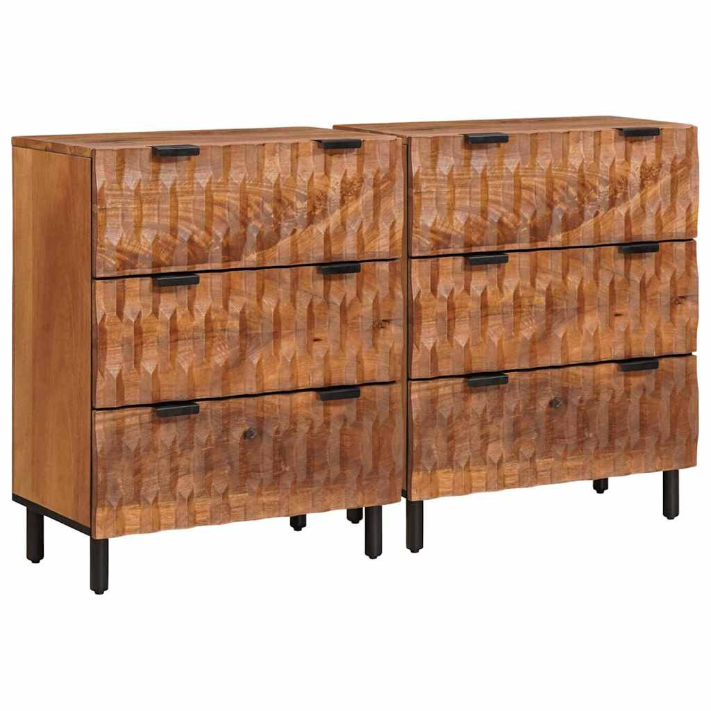 Széf 2 pcs Akácbarna felület 60 x 33 x 75 cm Tömör Mangófát