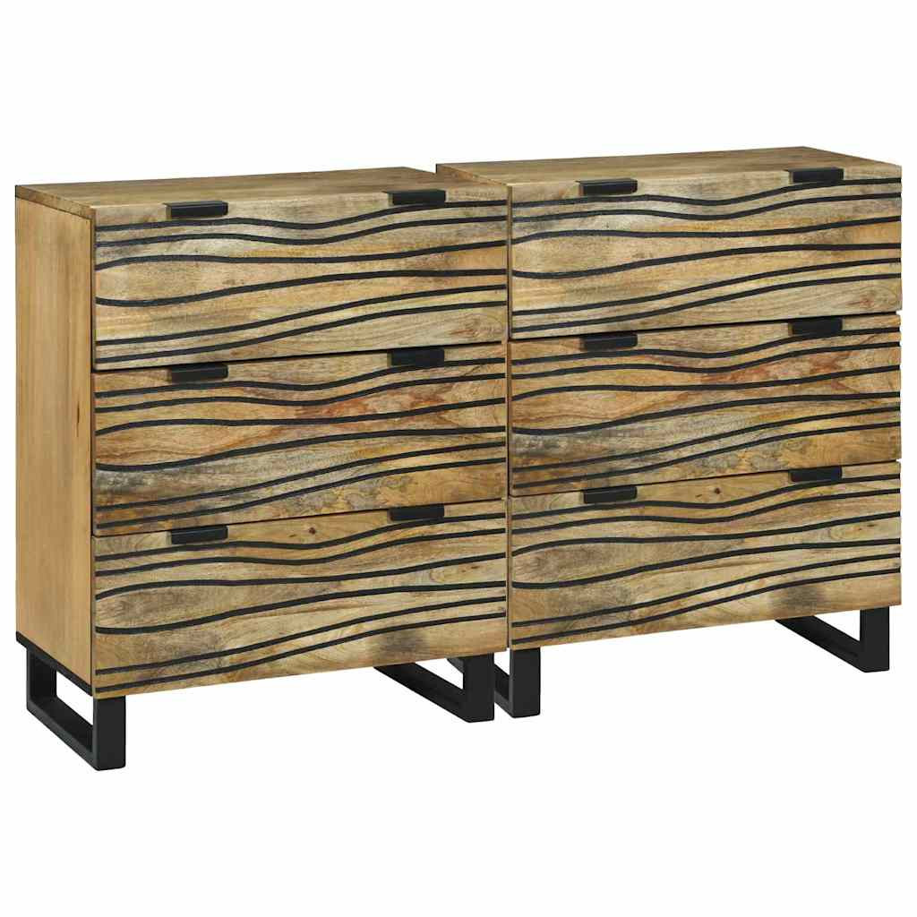 Oldalszekrények 2 pcs Barna 60 x 33.5 x 75 cm tömör mangófa