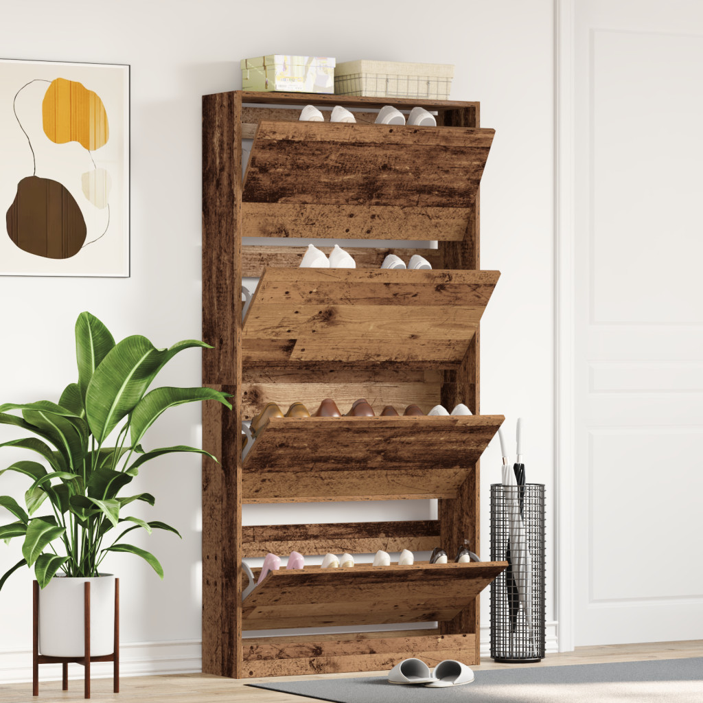 Cipőszekrény Régi fa Szerelt fa 80 x 21 x 163.5 cm Tartós