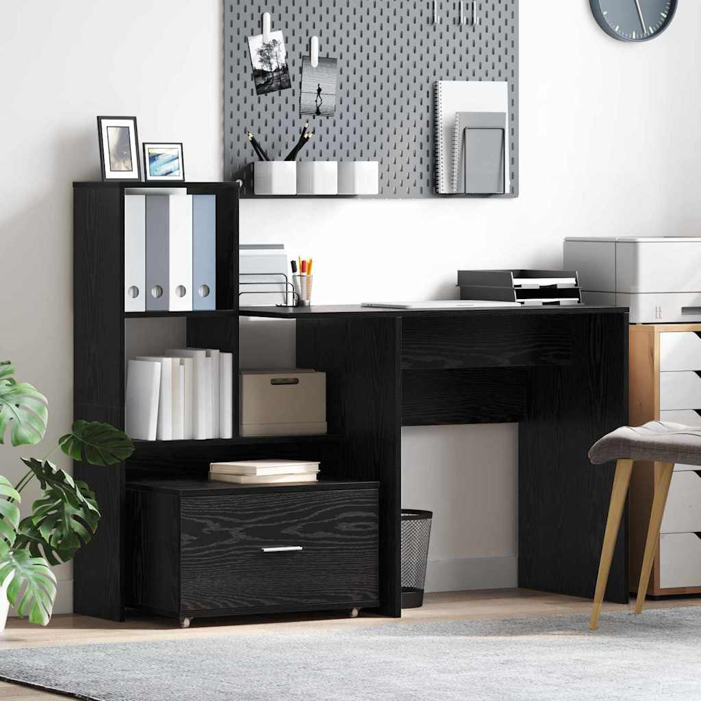 Asztal fiókkal Musta tammi 131.5 x 50 x 106.5 cm Faanyag