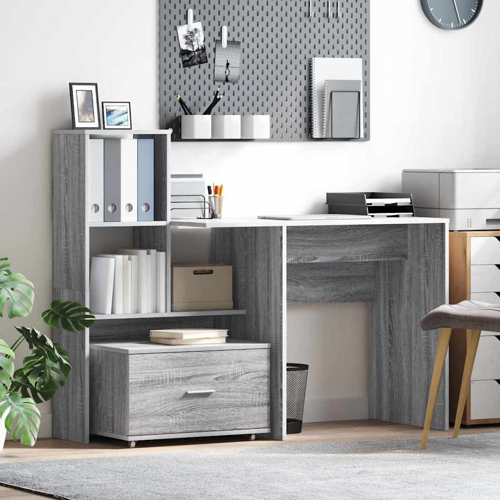Asztal fiókkal Szürke sonoma 131.5 x 50 x 106.5 cm Faanyag