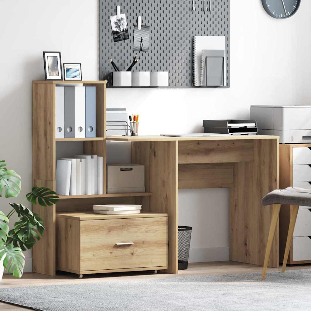 Asztal fiókkal kézműves tölgy 131.5 x 50 x 106.5 cm Faanyag