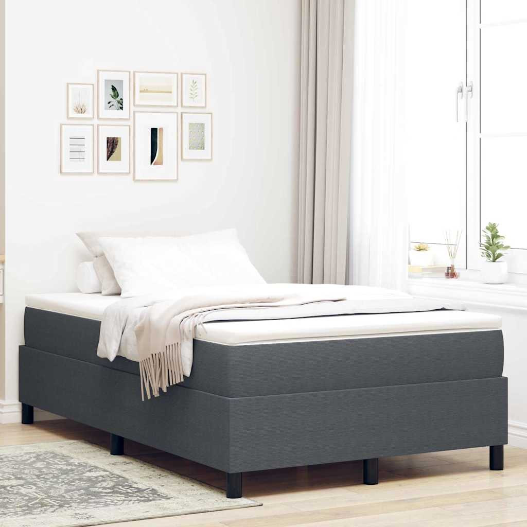 Boxrugós ágy Sötétszürke és Fehér 120 x 190 cm Bársonyos szövet