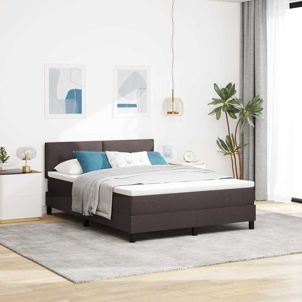 vidaXL Boxrugós ágy matracmal Sötét Barna 140 x 200 cm szövet