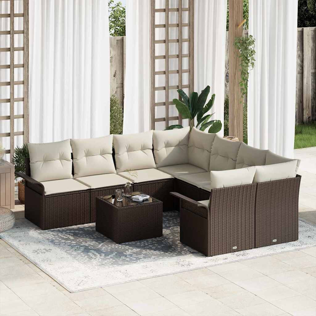 Kerti Kanapé Szett 9 pcs Barna Poli rattan