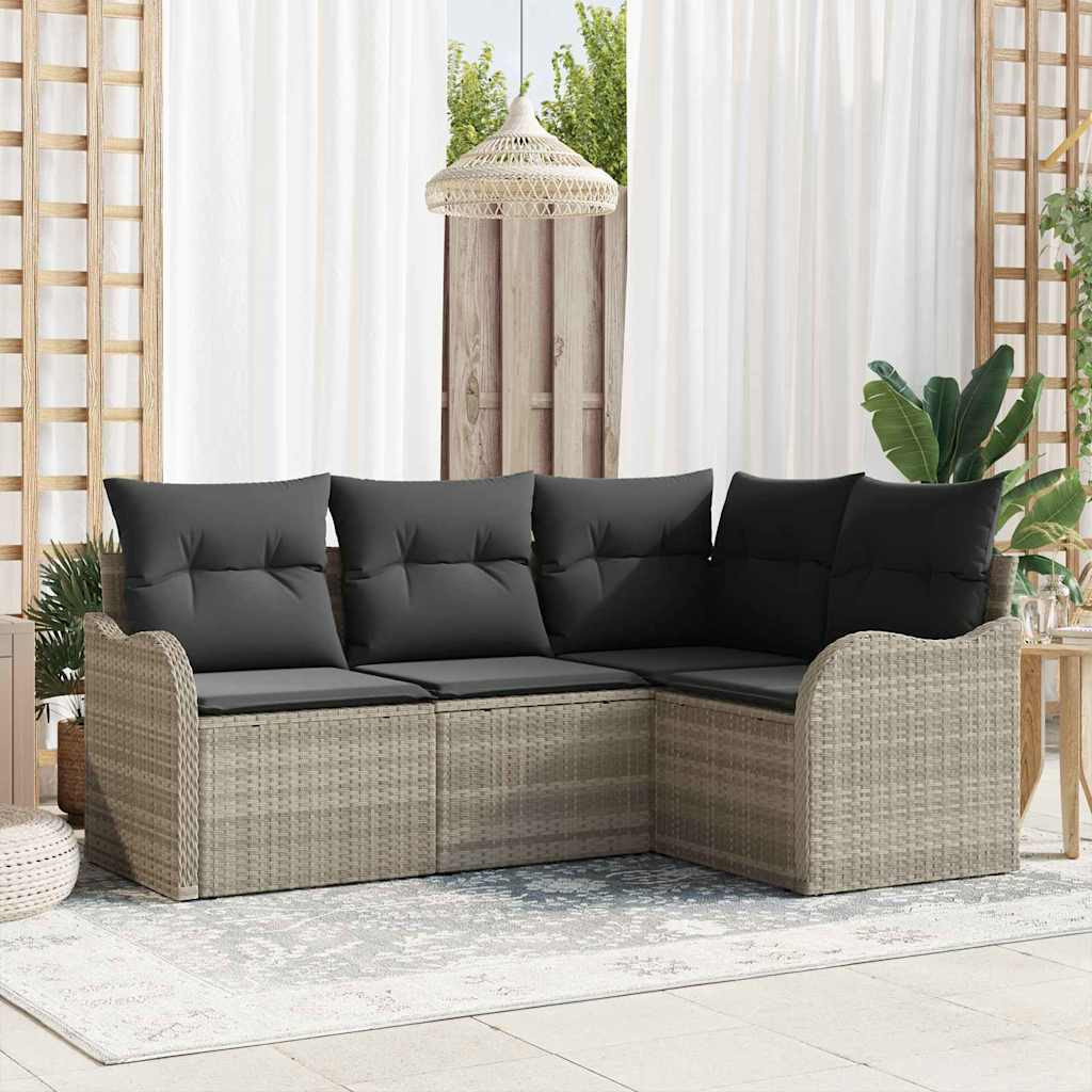 Kerti Kanapé Szett 4 pcs Világosszürke polirattan