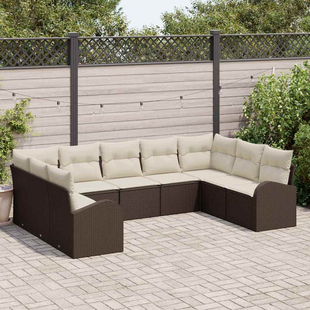 Kanapé Szett 9 pcs Barna polirattan