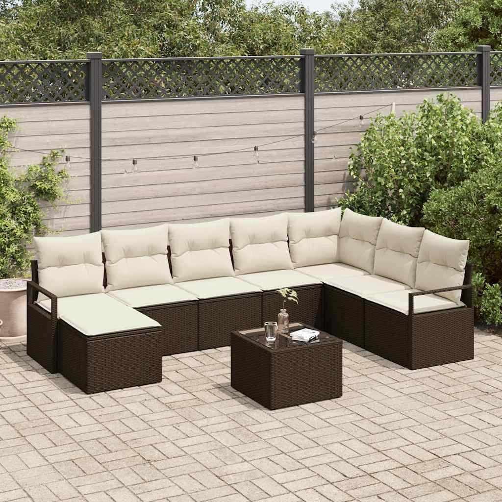 vidaXL Kanapé Szett párnával 9 pcs Barna polirattan