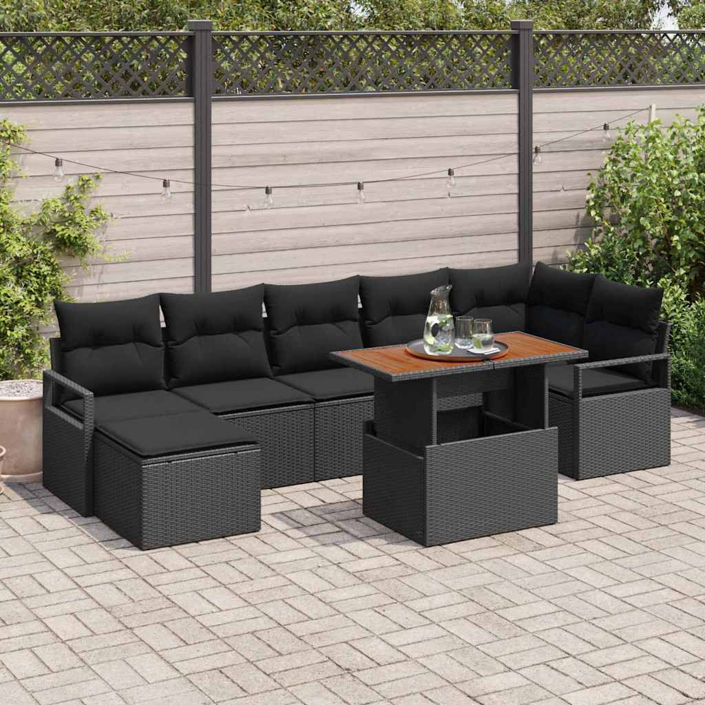 Kert étkező szett párnával 8 pcs Fekete és Barna