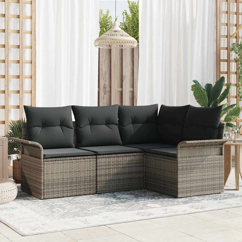 Kerti Kanapé Szett tárolóval 4 pcs Szürke polirattan