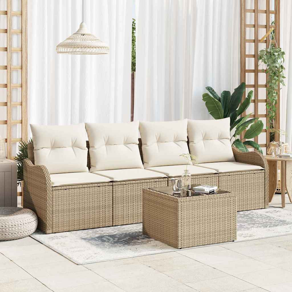 Kerti Kanapé Szett párnával tárolóval 5 pcs Beige és krém