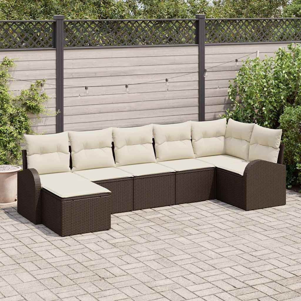 vidaXL Kanapé Szett párnával tárolóval 7 pcs Barna polirattan vidaXL Kanapé Szett párnával tárolóval 7 pcs Barna polirattan