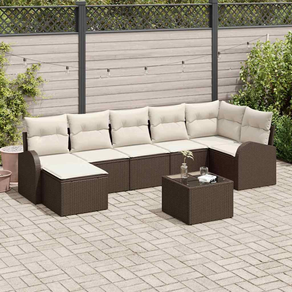 Kanapé Szett párnával tárolóval 8 pcs Barna polirattan