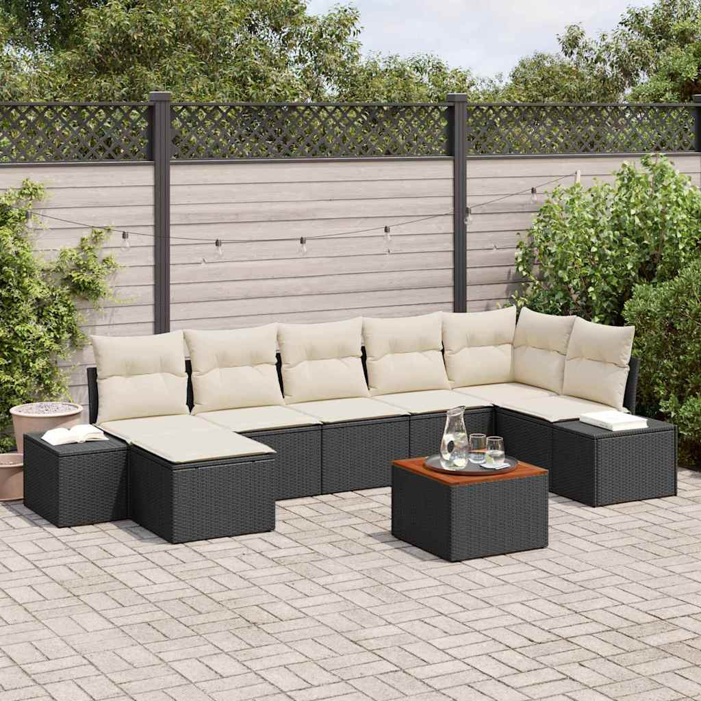 vidaXL Kerti Kanapé Szett 8 pcs Fekete és fehér
